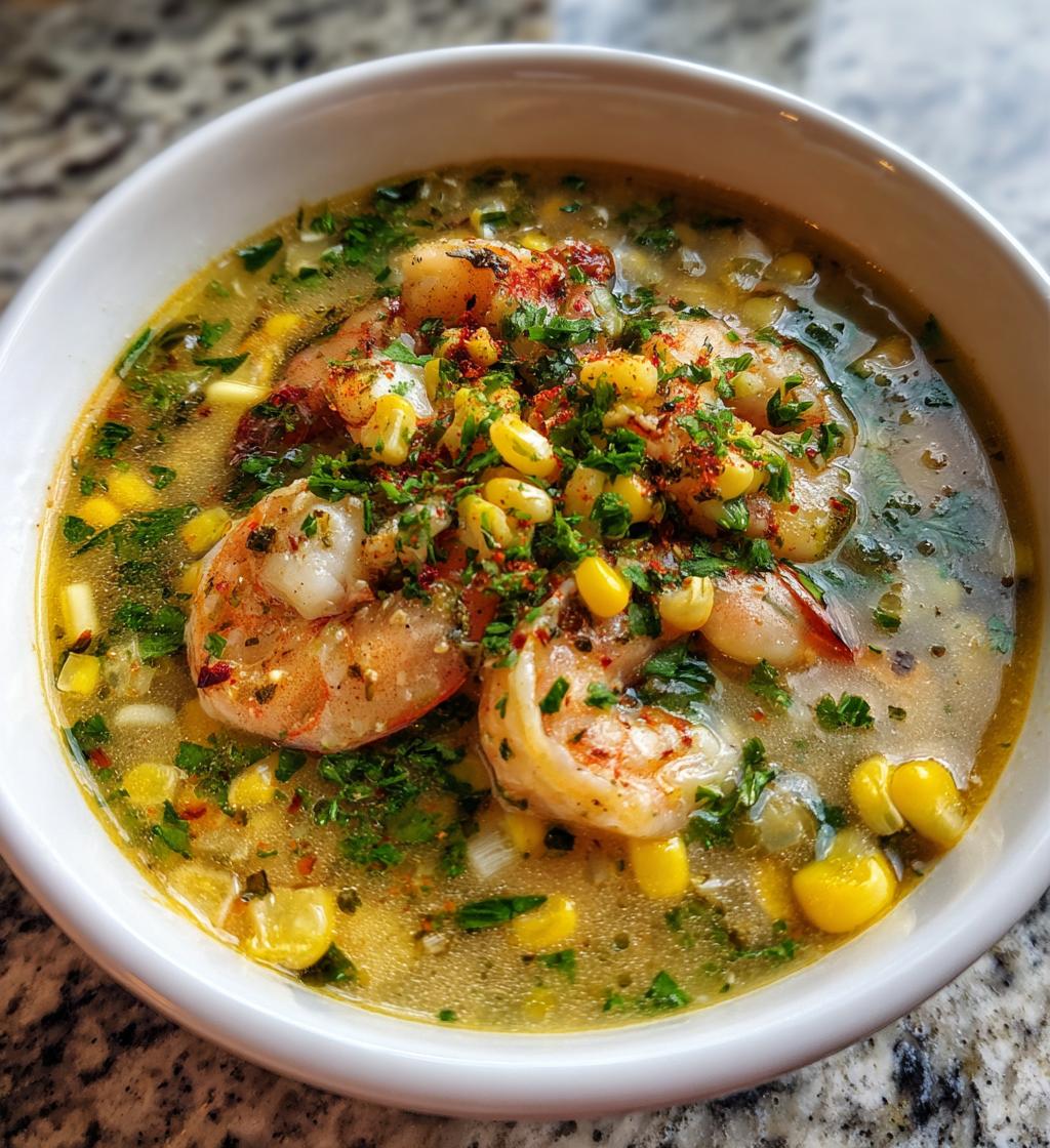 shrimp and corn soup - detail 1