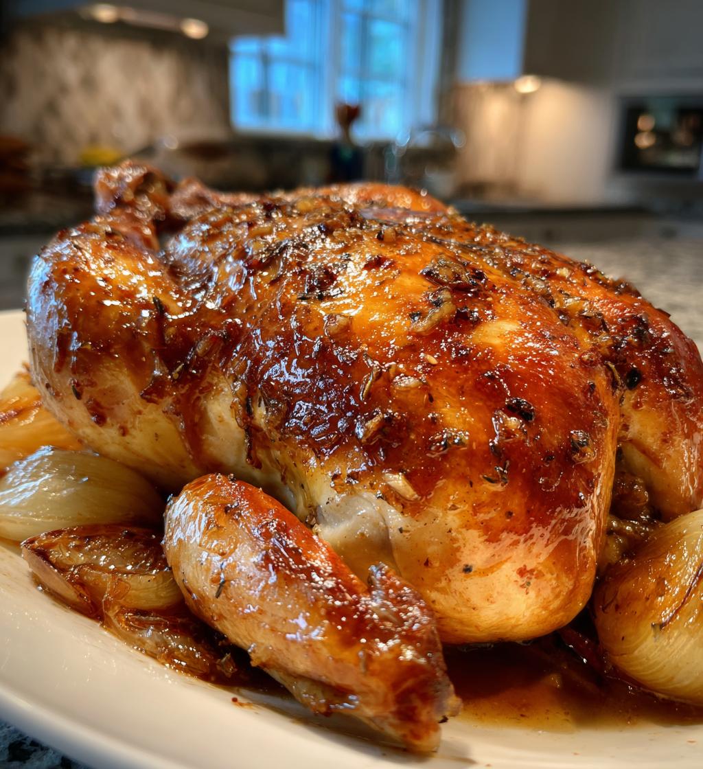 slow cooker whole chicken with garlic - detail 1
