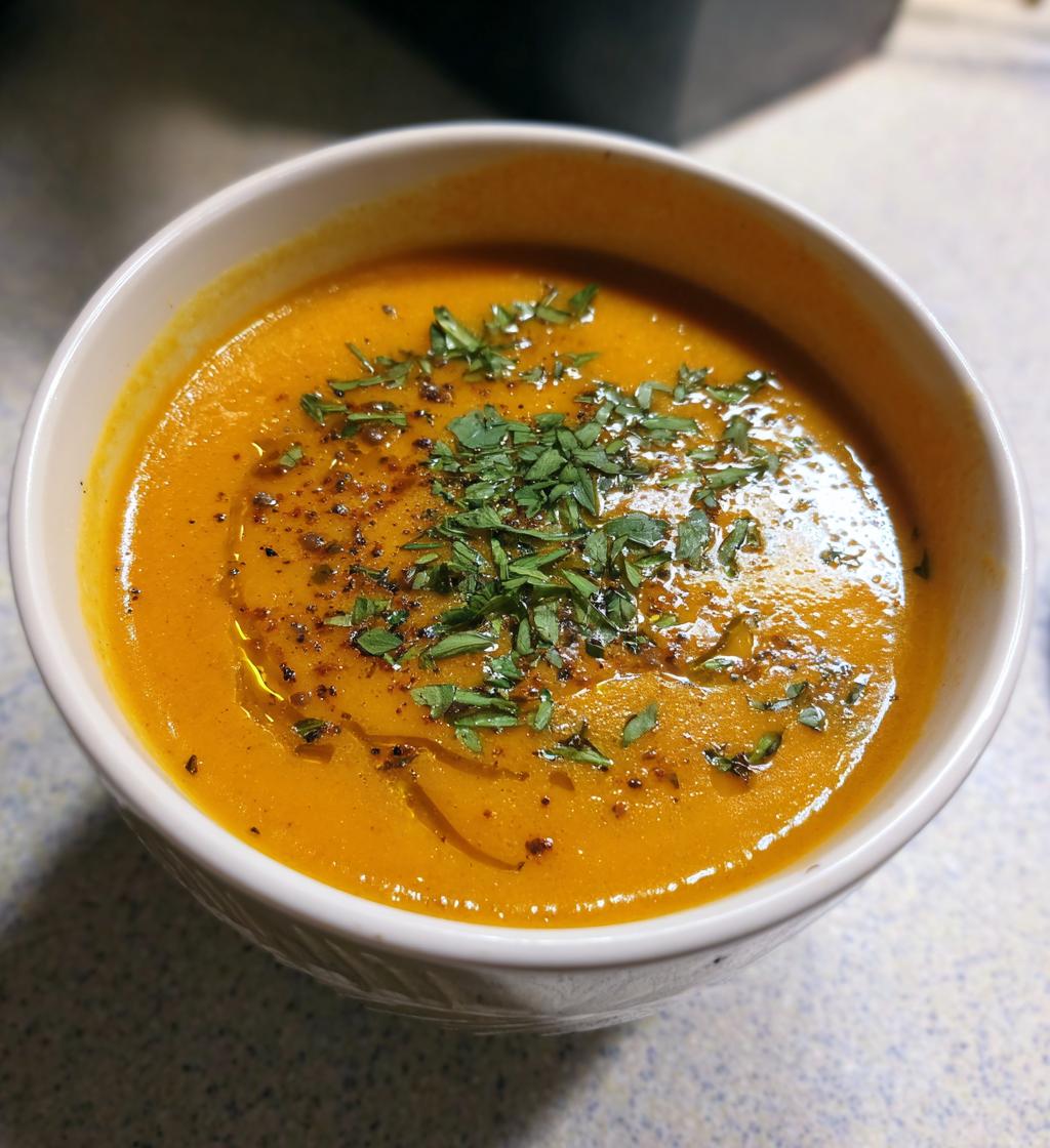 spicy carrot and lentil soup - detail 1