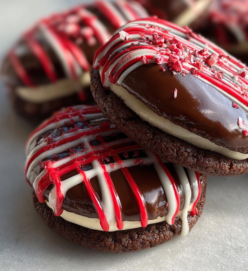 striped peppermint sandwich cookies - detail 1
