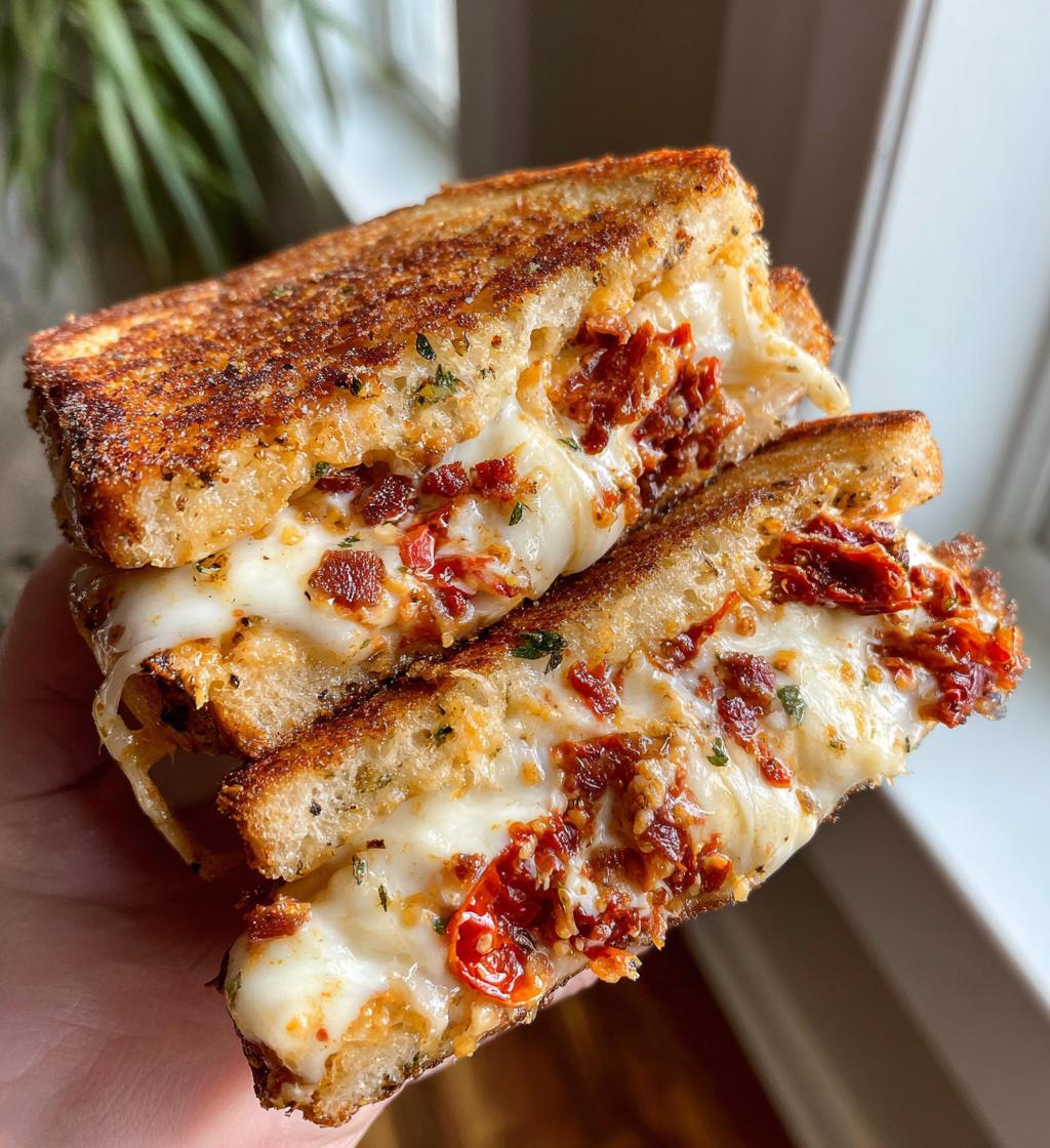sun dried tomato bacon pesto grilled cheese recipe - detail 1