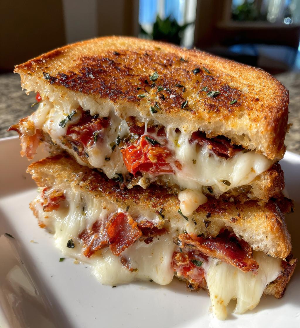 sun dried tomato bacon pesto grilled cheese recipe