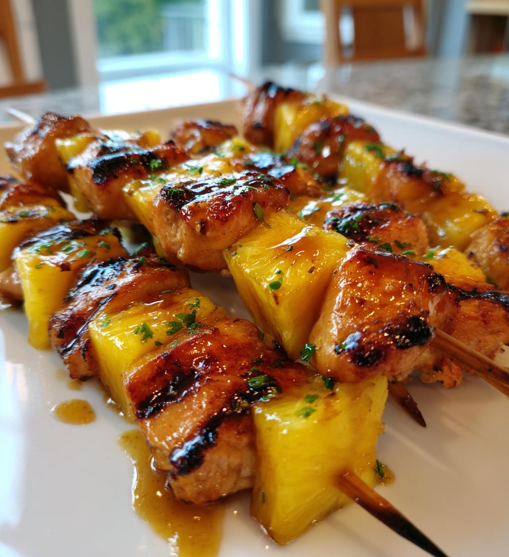 sweet and spicy grilled chicken and pineapple skewers recipe - detail 1
