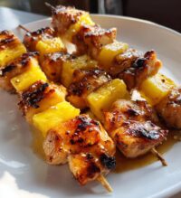 sweet and spicy grilled chicken and pineapple skewers recipe