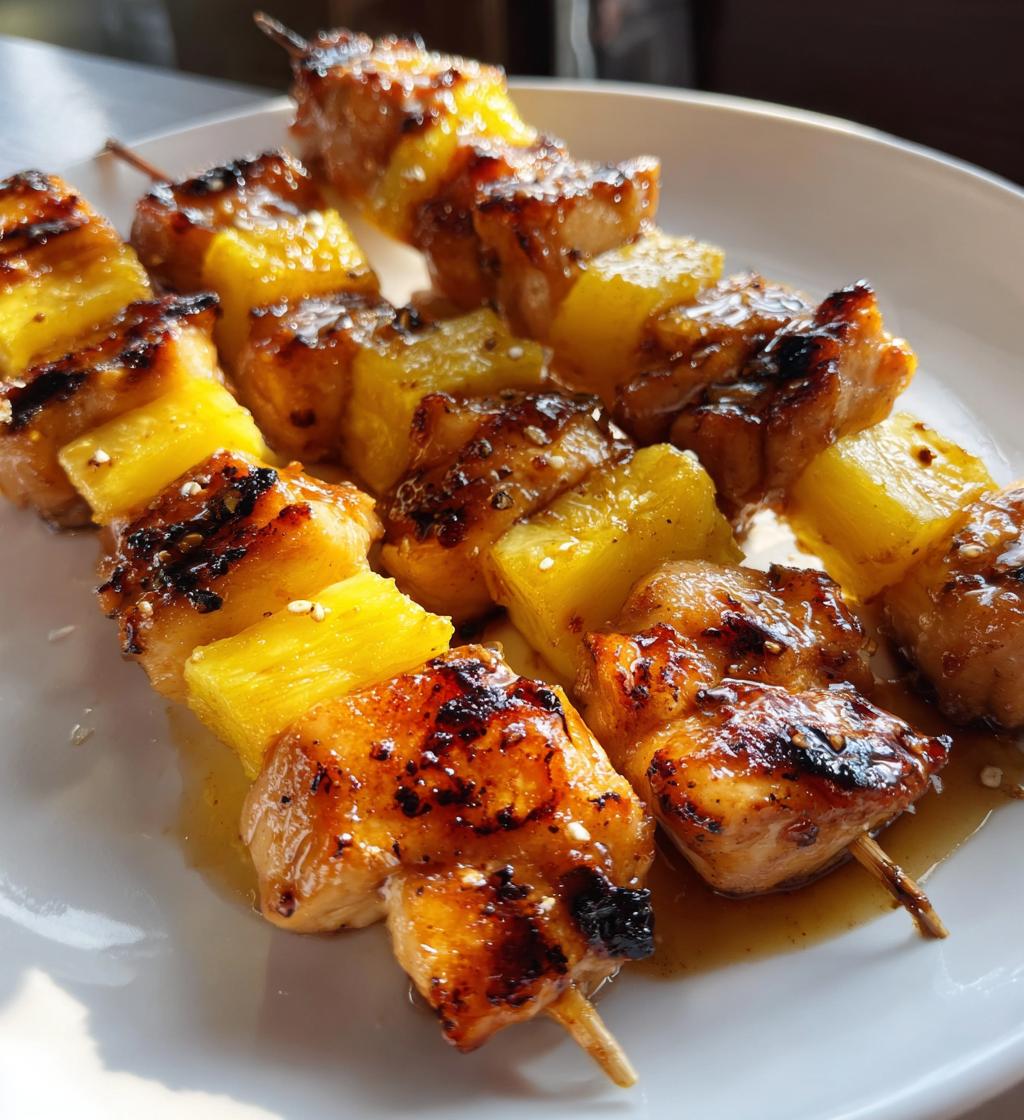 sweet and spicy grilled chicken and pineapple skewers recipe