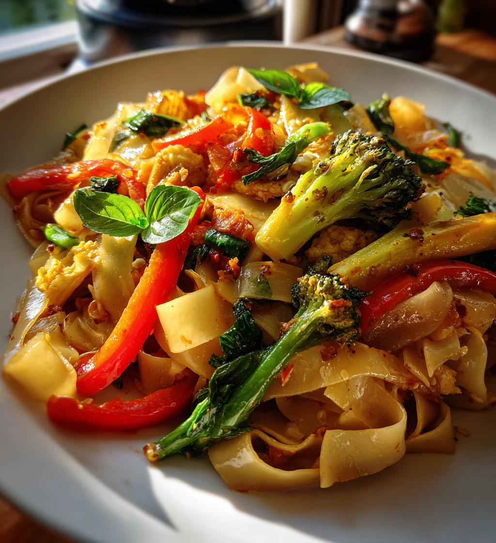 thai drunken noodles - detail 1