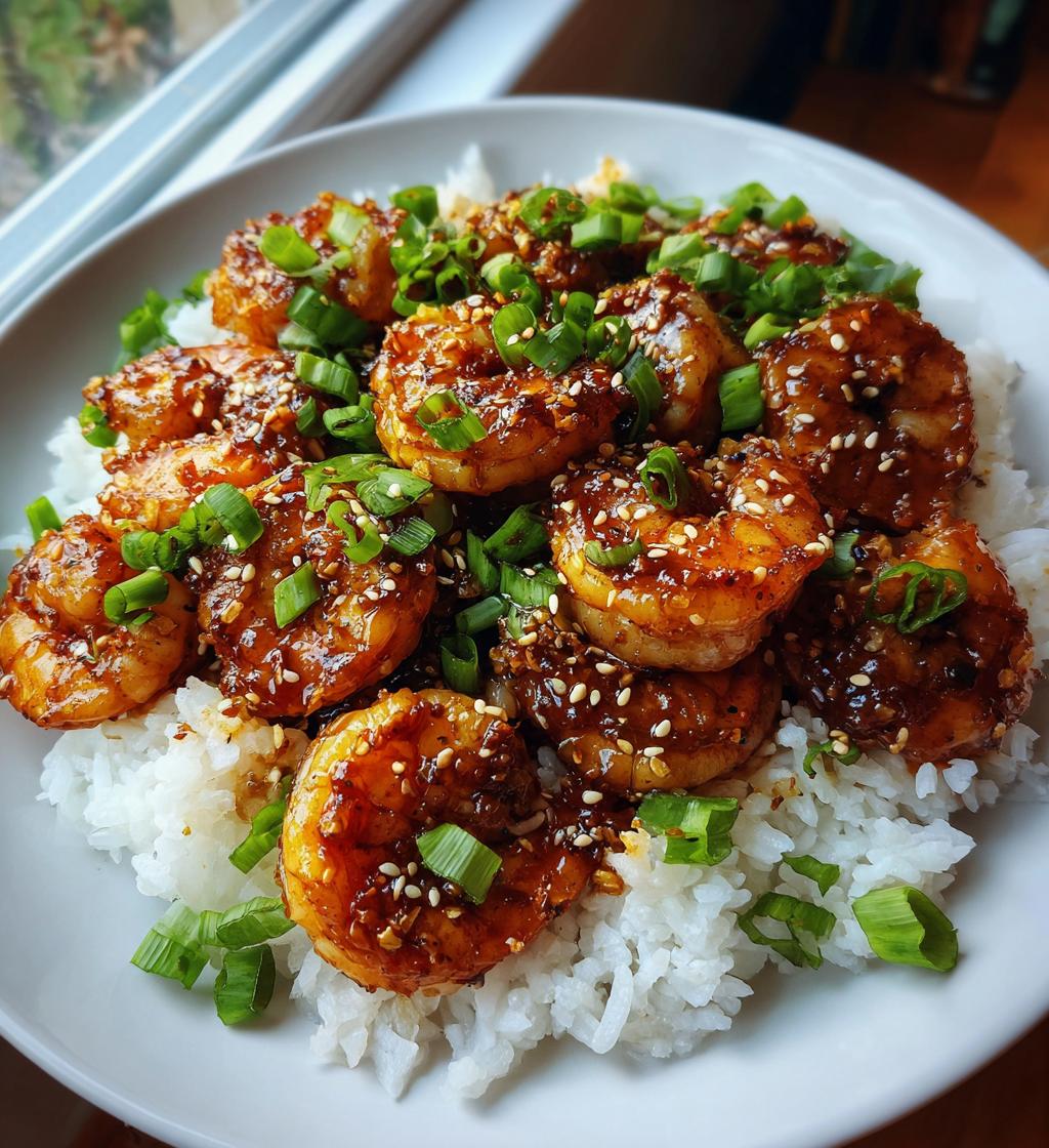20 minute honey garlic shrimp rice bowl - detail 1