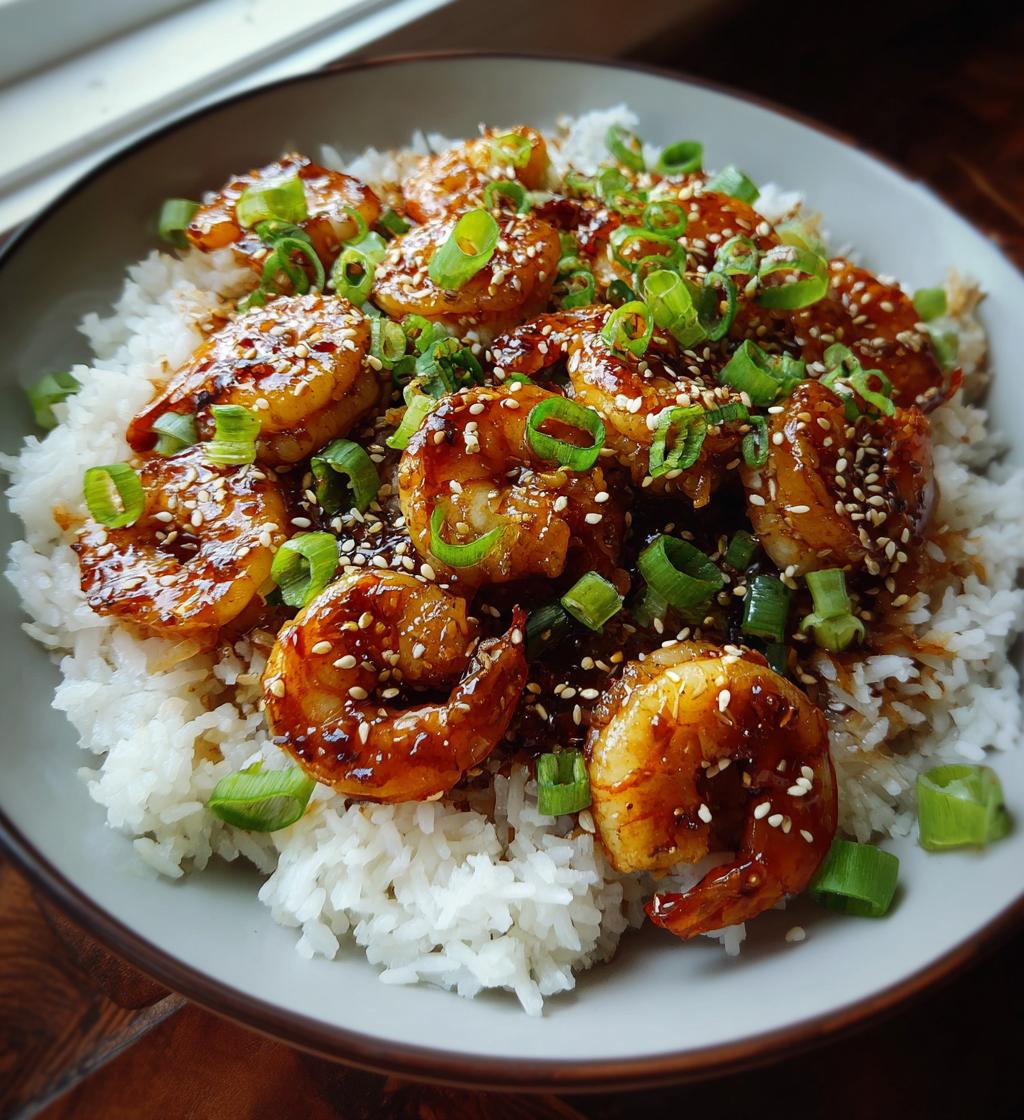 20 minute honey garlic shrimp rice bowl