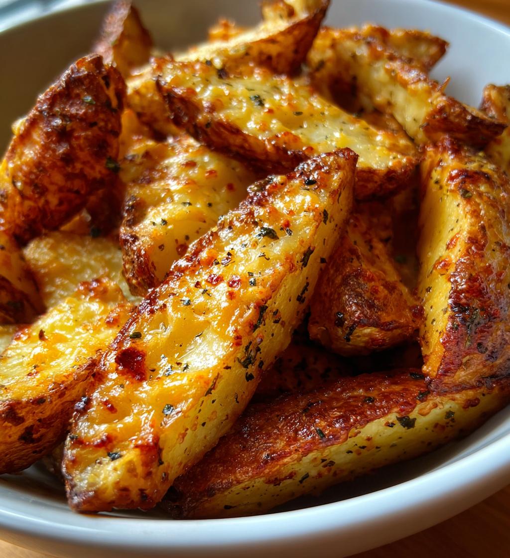 air fryer cheesy potato wedges - detail 1