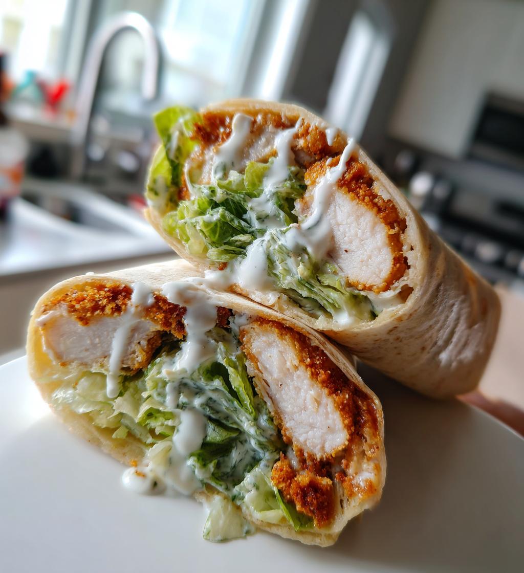 air fryer crispy chicken caesar wraps - detail 1