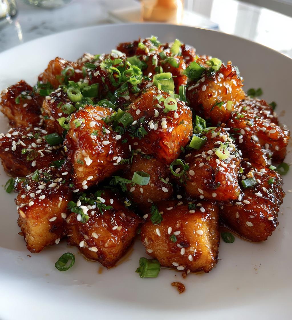 air fryer honey garlic salmon bites - detail 1