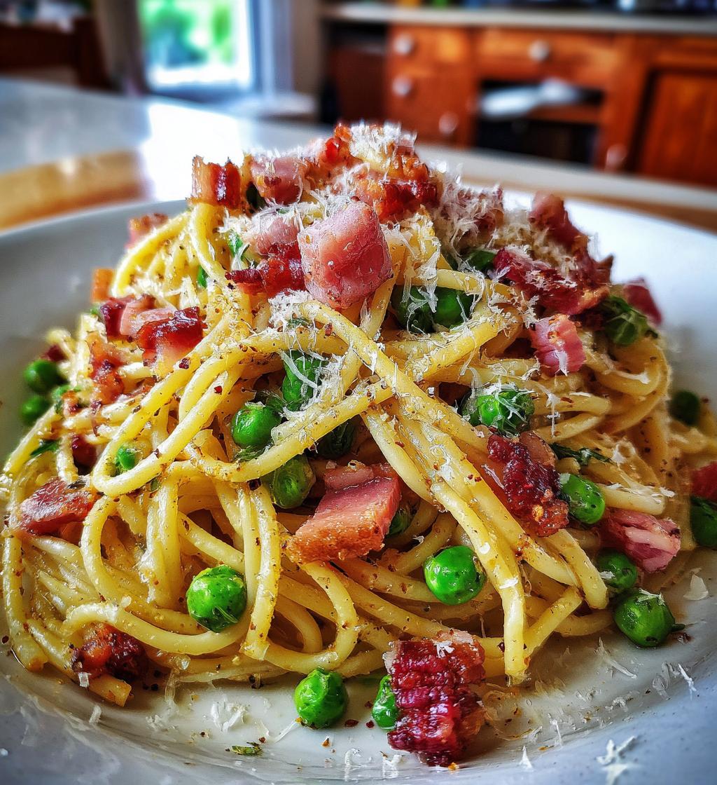 bacon and pea pasta - detail 1