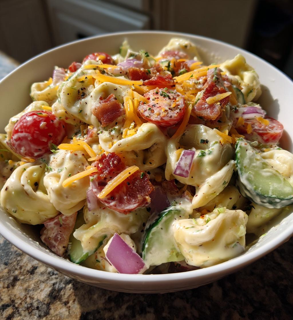 bacon ranch tortellini salad - detail 1