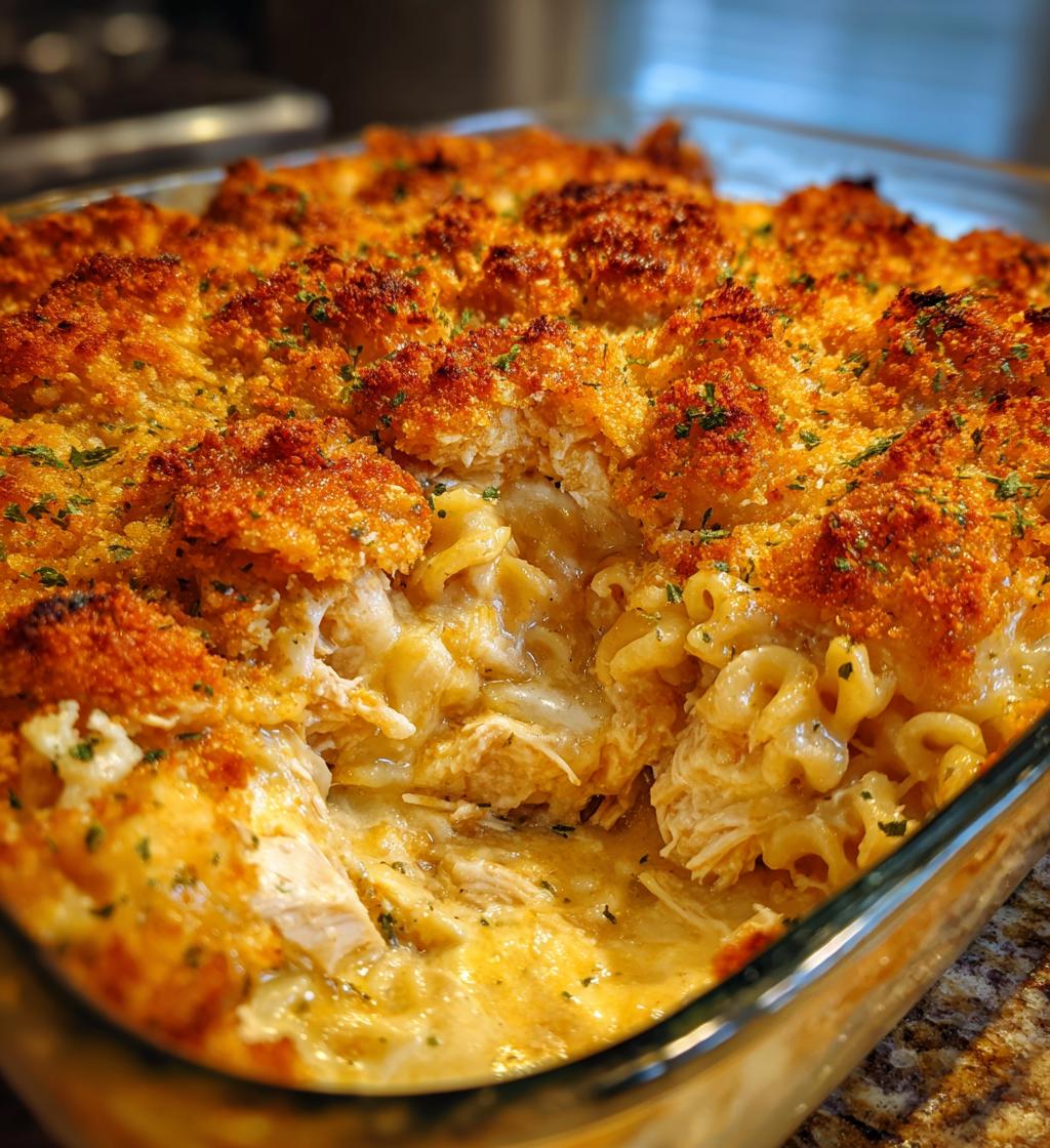 baked cheesy chicken casserole - detail 1