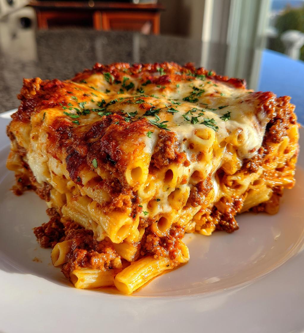 baked ziti with meat sauce - detail 1