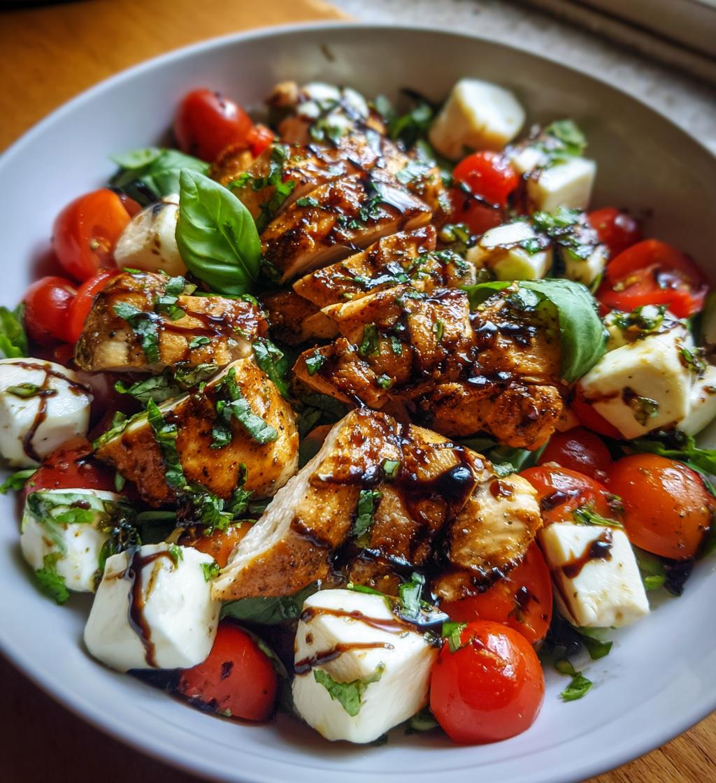 balsamic grilled chicken caprese salad - detail 1