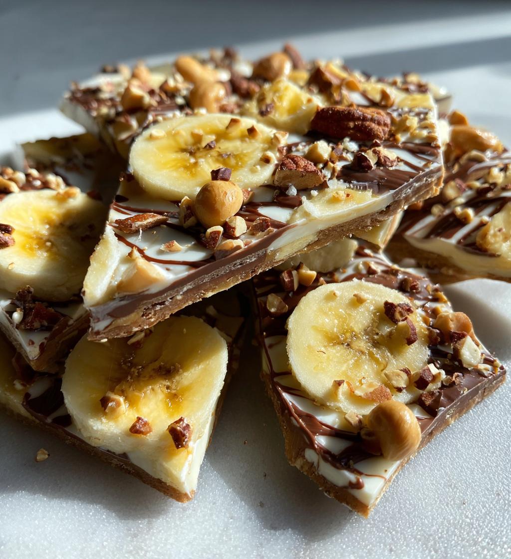 banana nutella frozen yogurt bark - detail 1