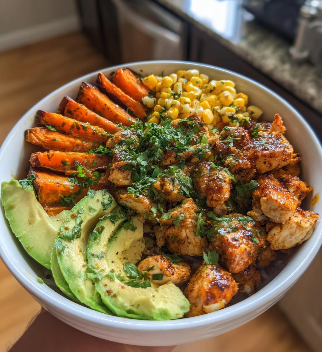 bbq chicken sweet potato bowl