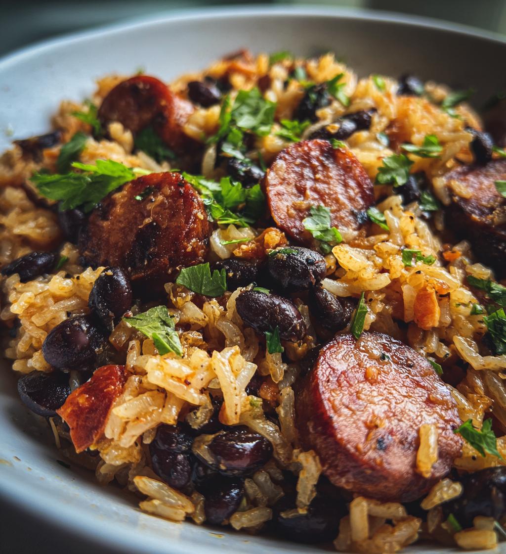black beans and rice with sausage - detail 1