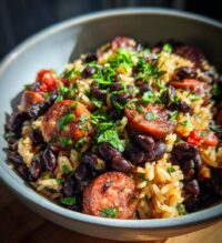 black beans and rice with sausage