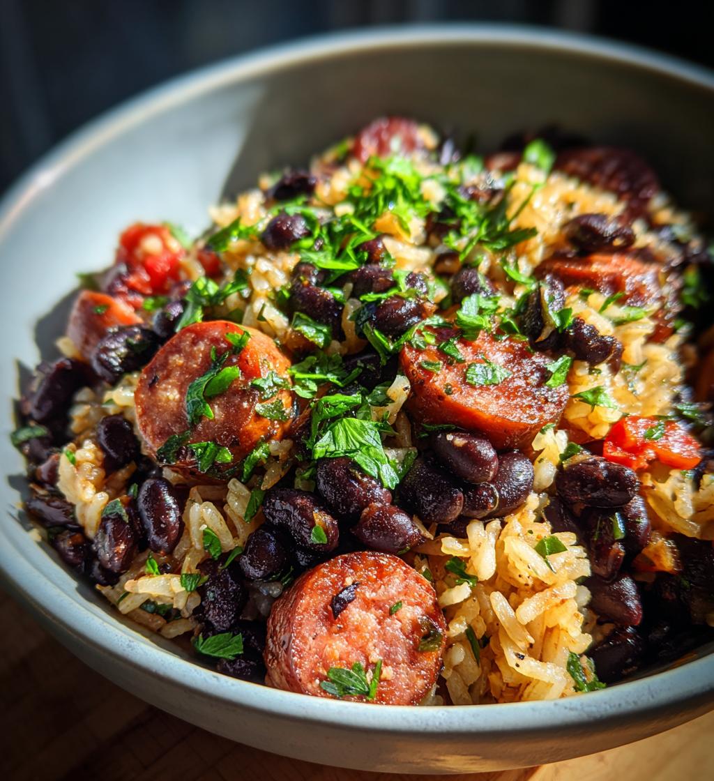 black beans and rice with sausage