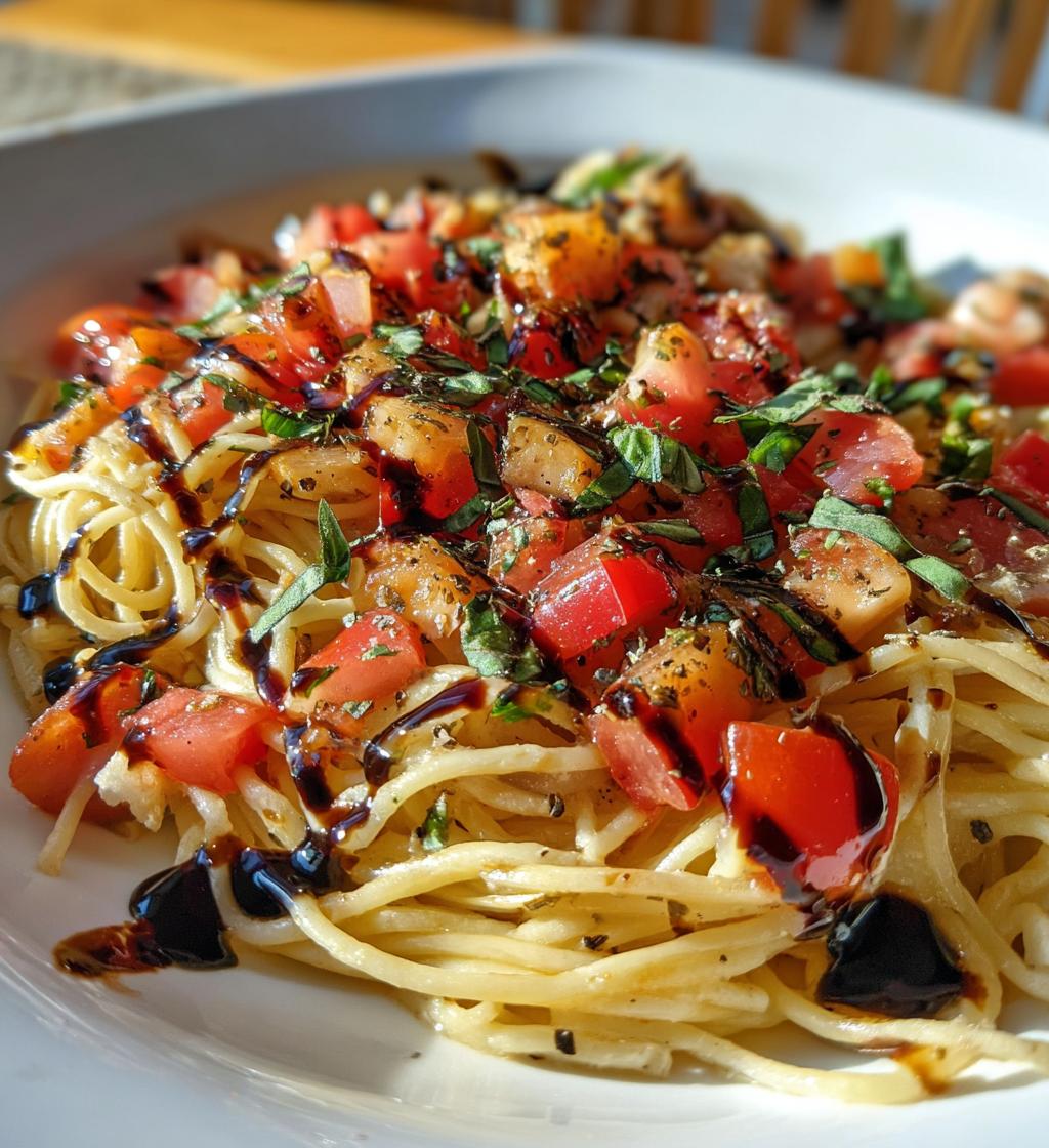 bruschetta pasta balsamic drizzle - detail 1
