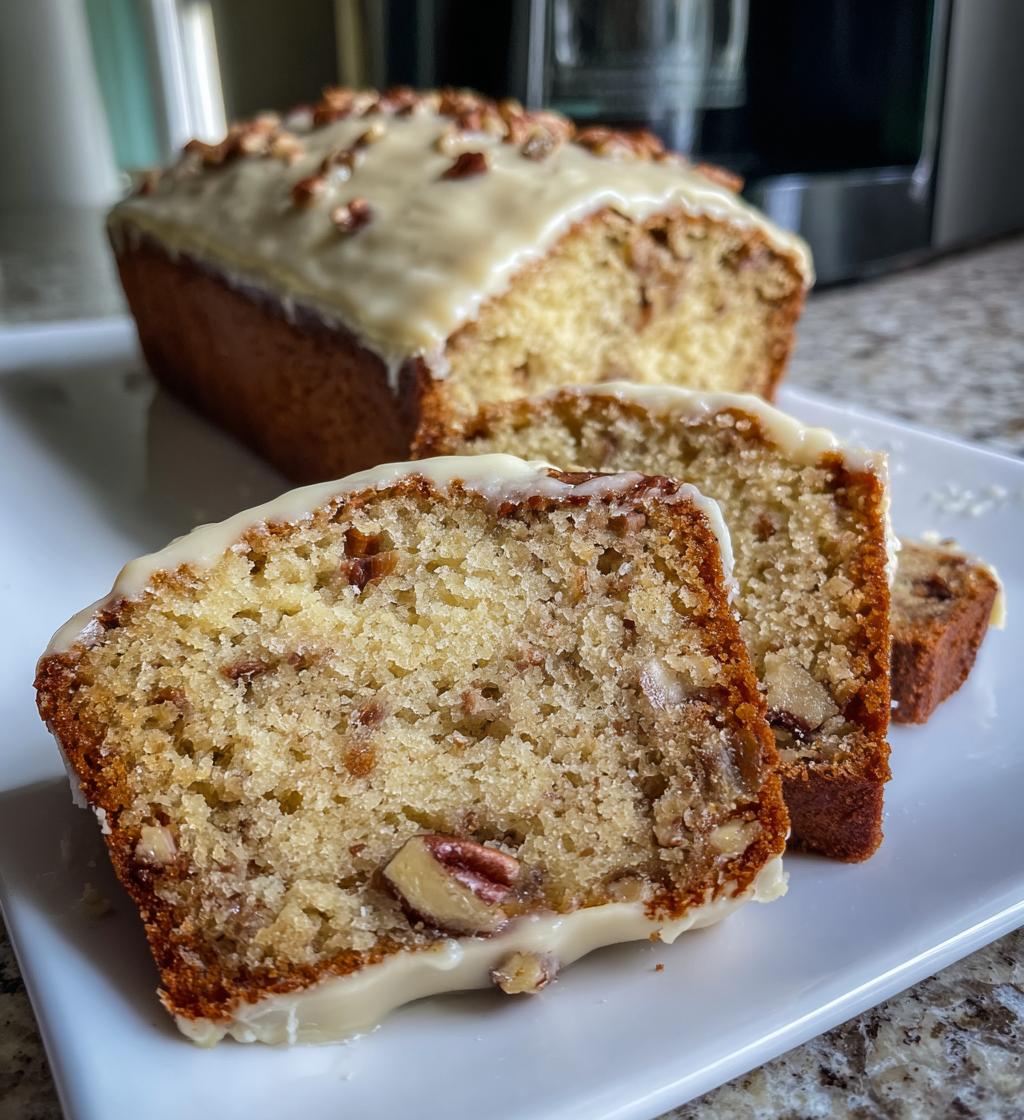 butter pecan cake loaf cream cheese icing - detail 1