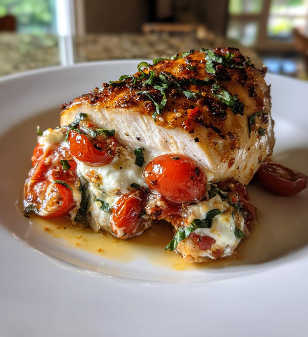 caprese stuffed chicken breast - detail 1