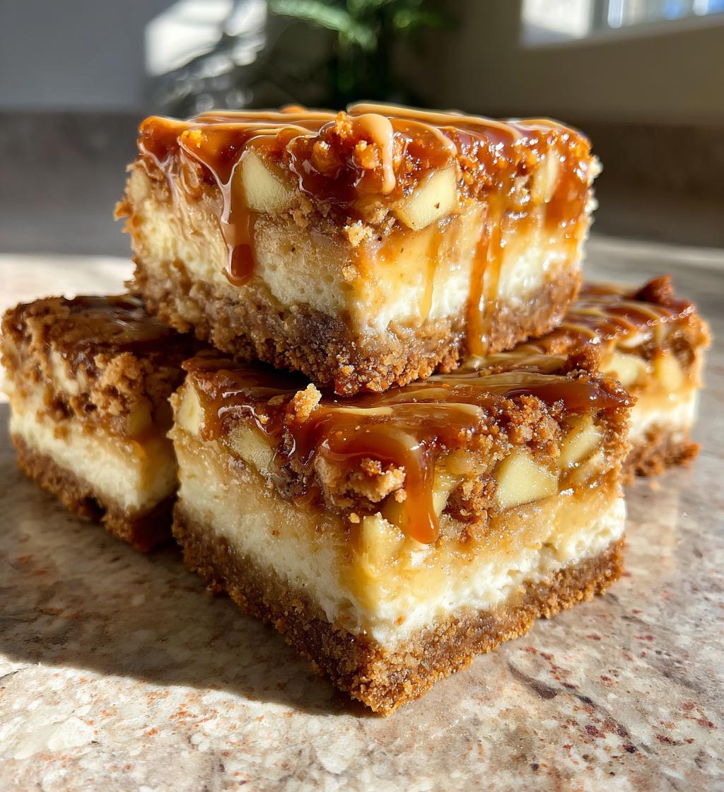caramel apple cheesecake bars - detail 1