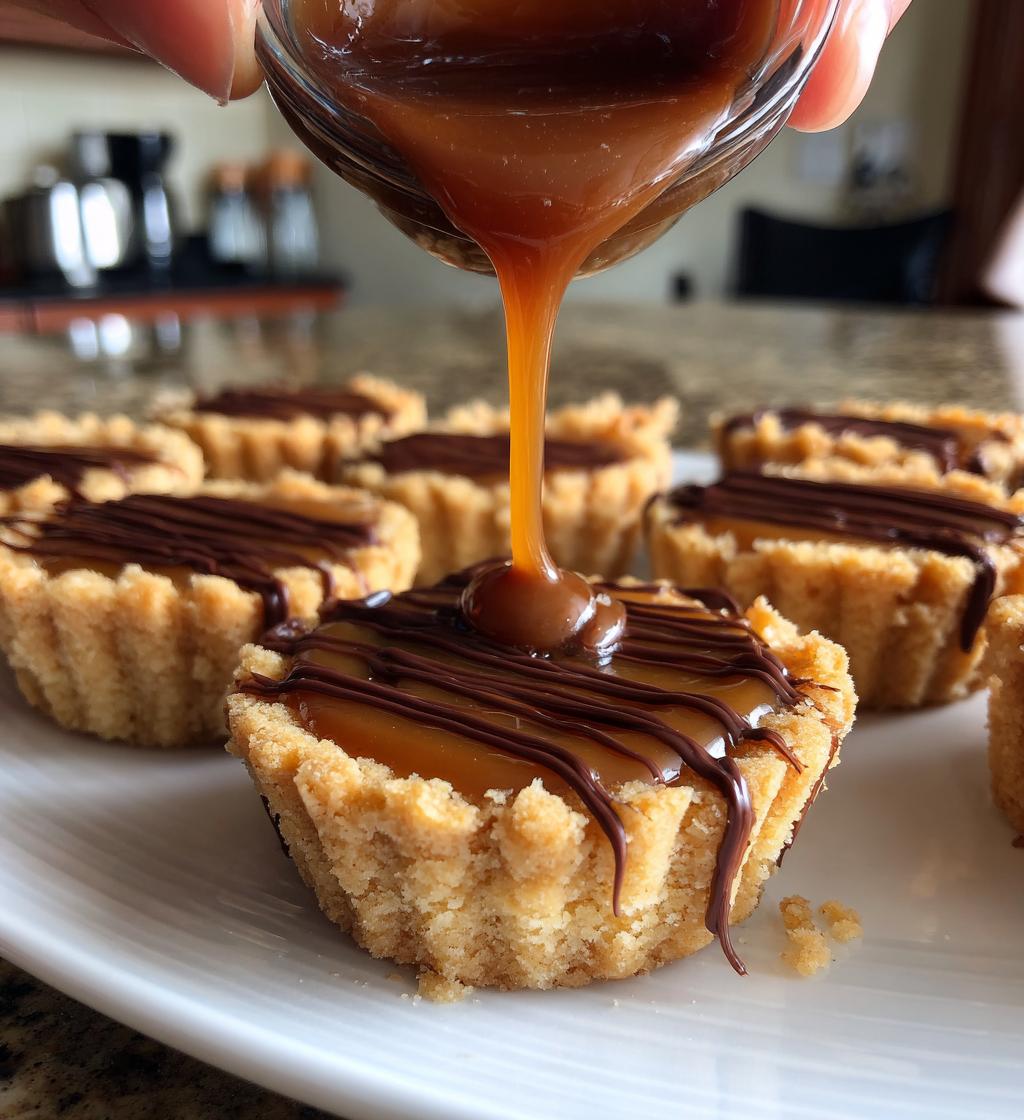 caramel drizzled shortbread cookie cups - detail 1