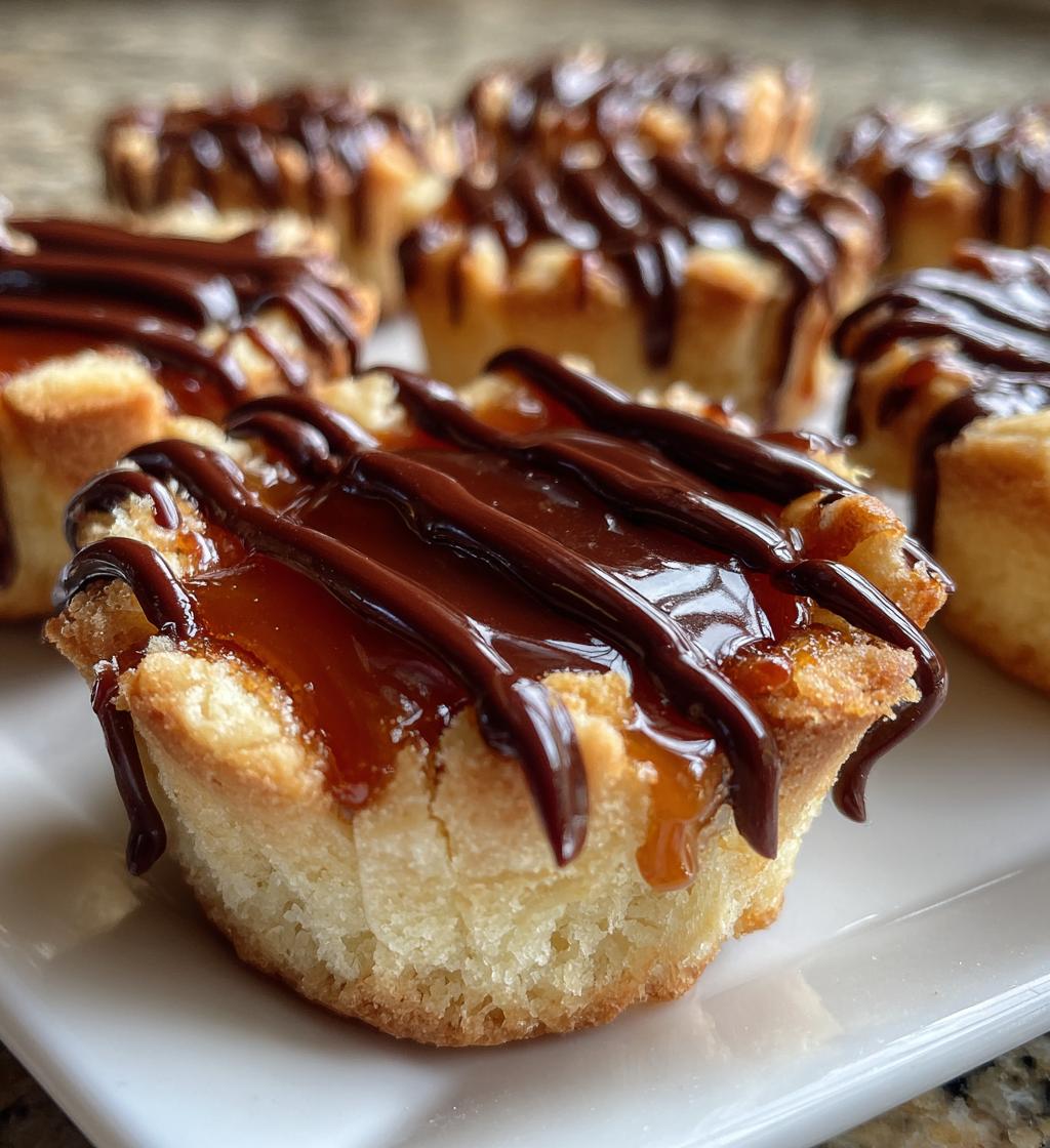 caramel drizzled shortbread cookie cups