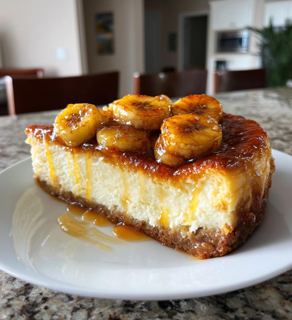 caramelized banana cheesecake rum glaze - detail 1