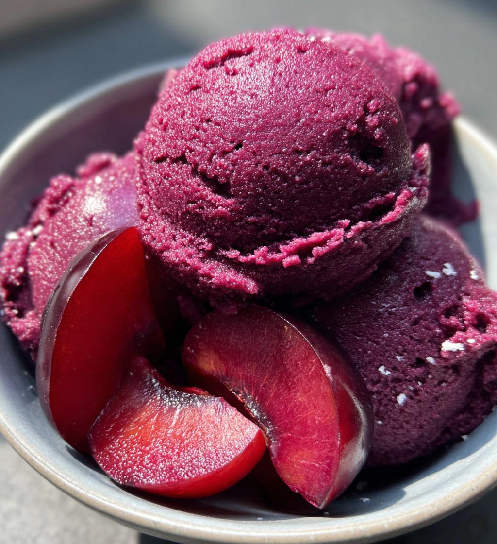cardamom plum sorbet recipe - detail 1