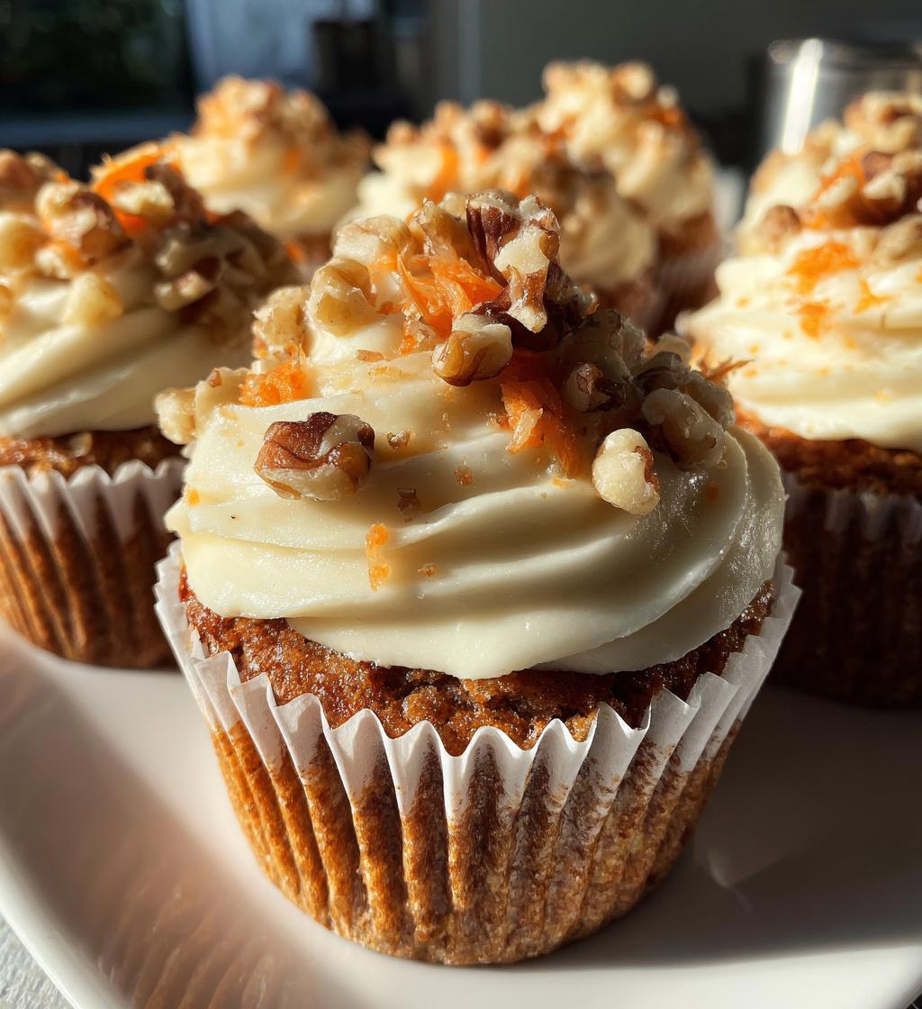 carrot cake cupcakes with cream cheese frosting - detail 1