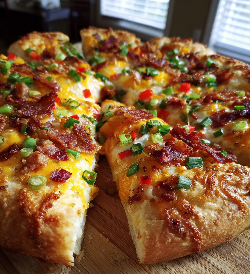 cheddar bacon sunrise pizza - detail 1
