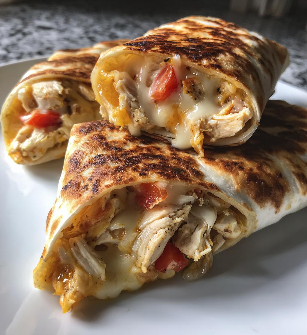 cheesy garlic chicken wraps