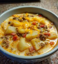 cheesy hamburger potato soup