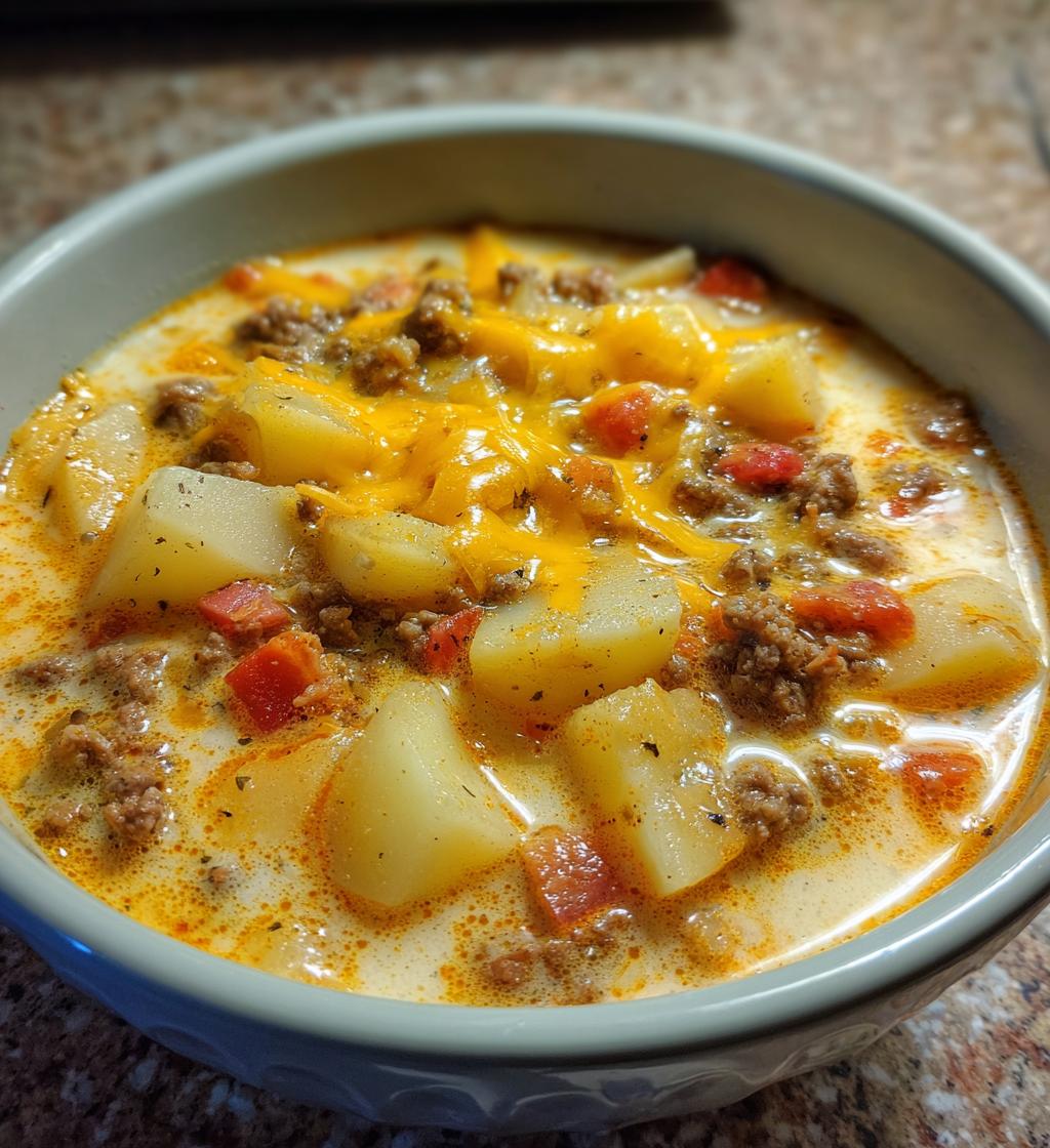cheesy hamburger potato soup