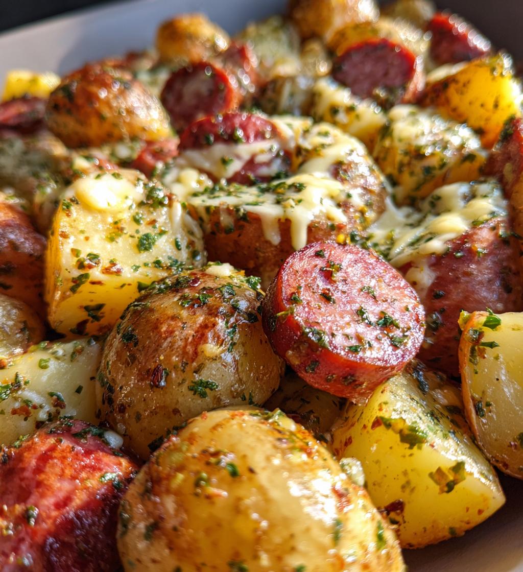 cheesy ranch potatoes and smoked sausage - detail 1