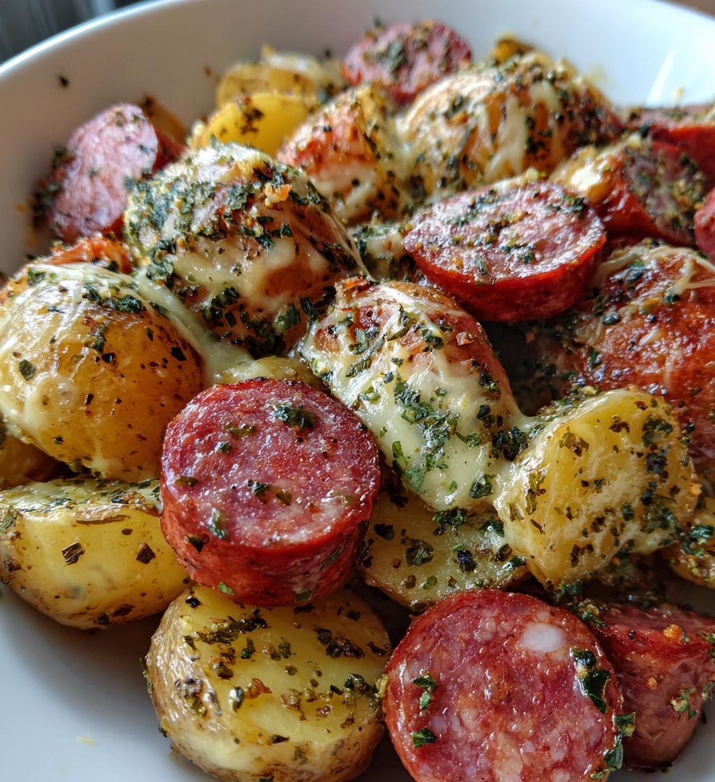 cheesy ranch potatoes and smoked sausage