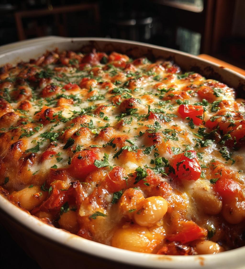 cheesy tomato white bean bake