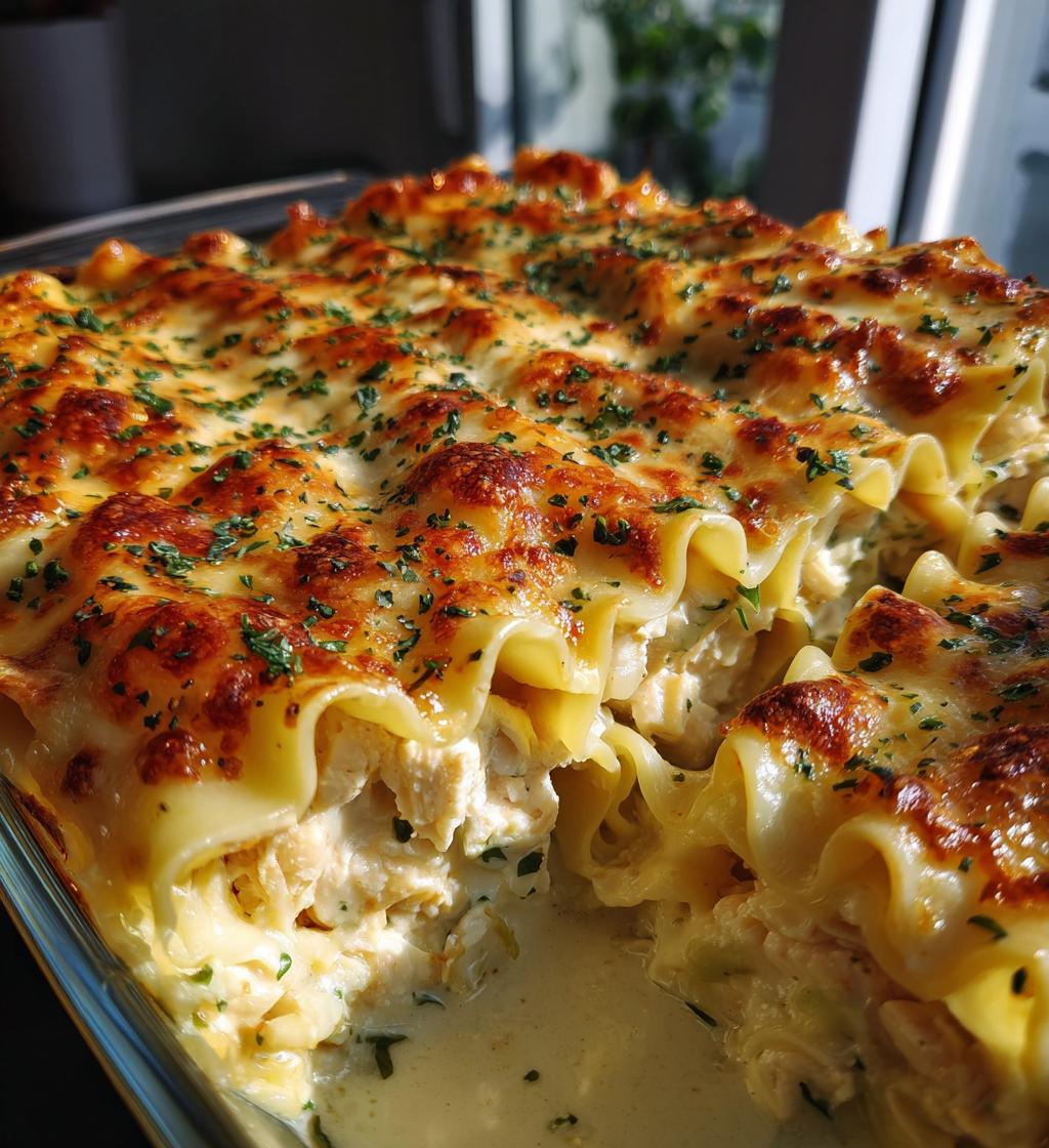 chicken alfredo lasagna rolls - detail 1