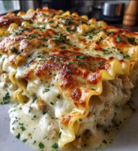 chicken alfredo lasagna rolls
