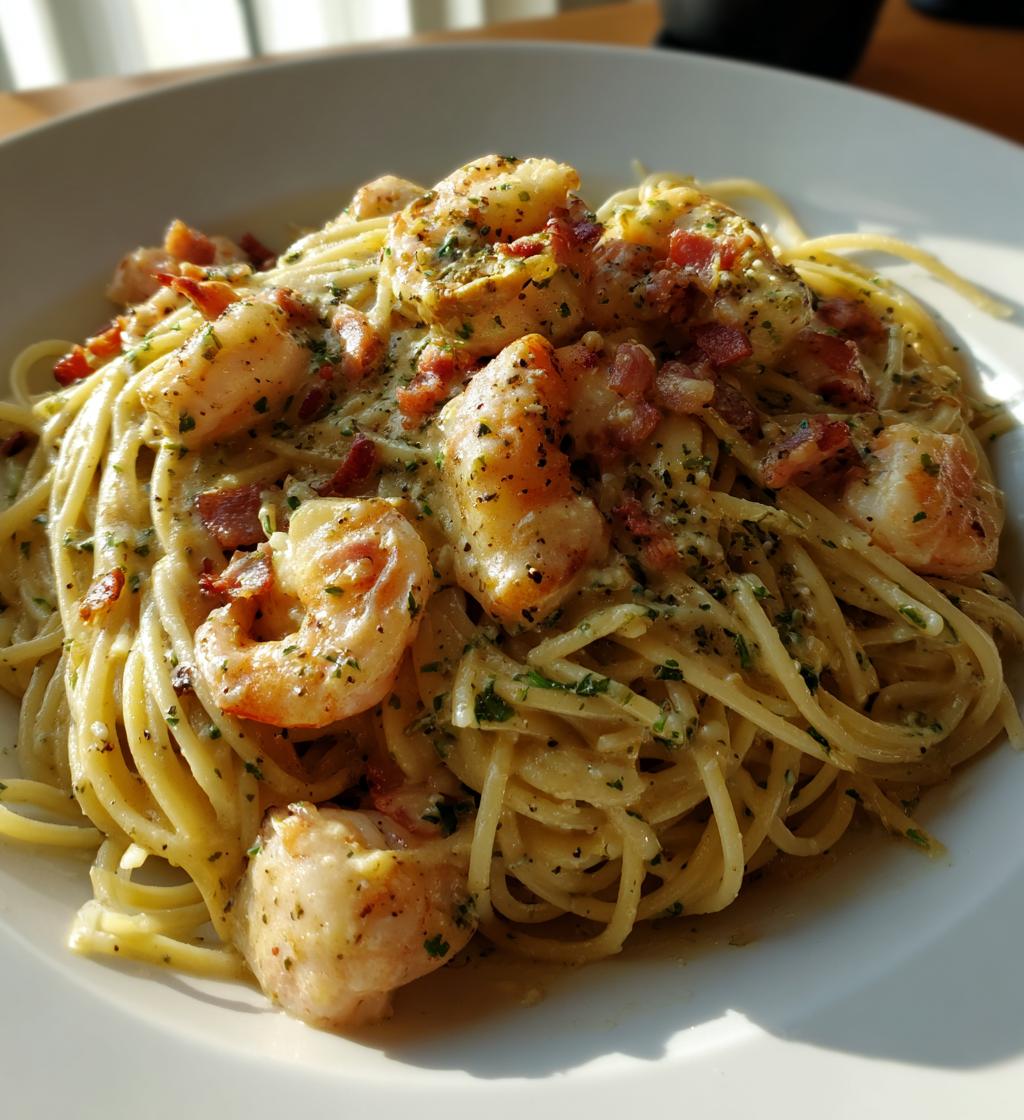 chicken and shrimp carbonara