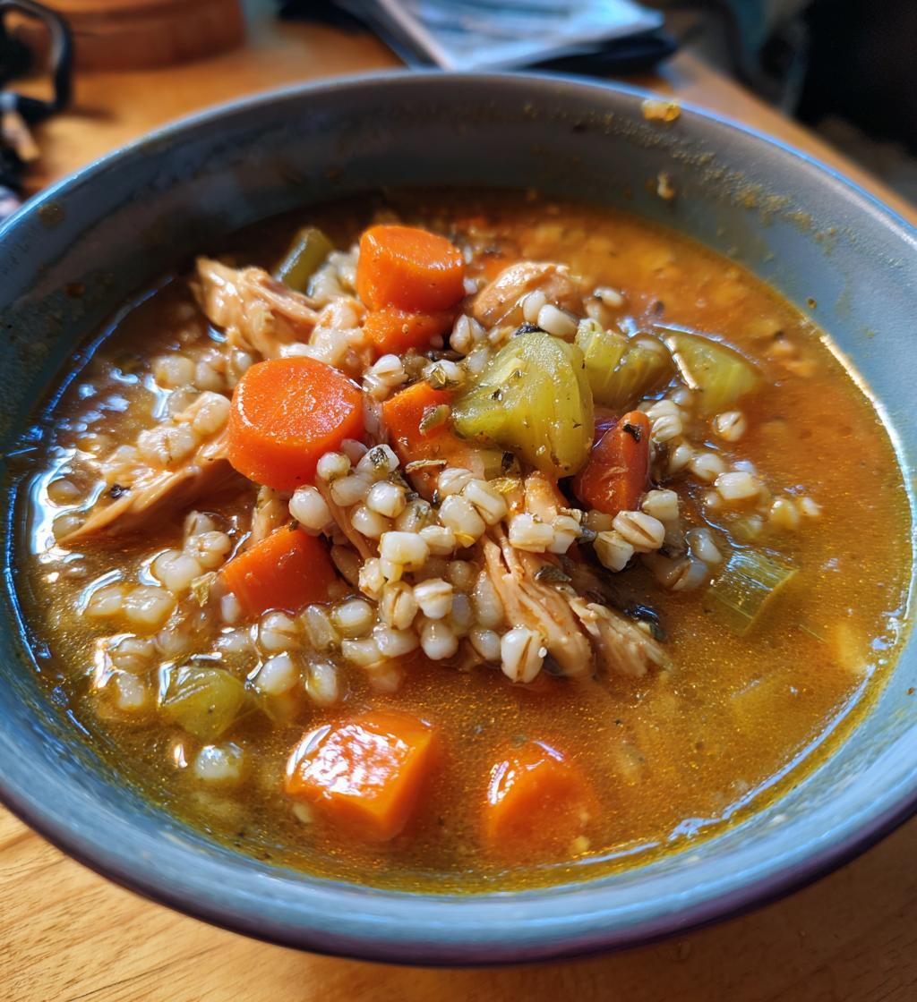 chicken barley soup - detail 1