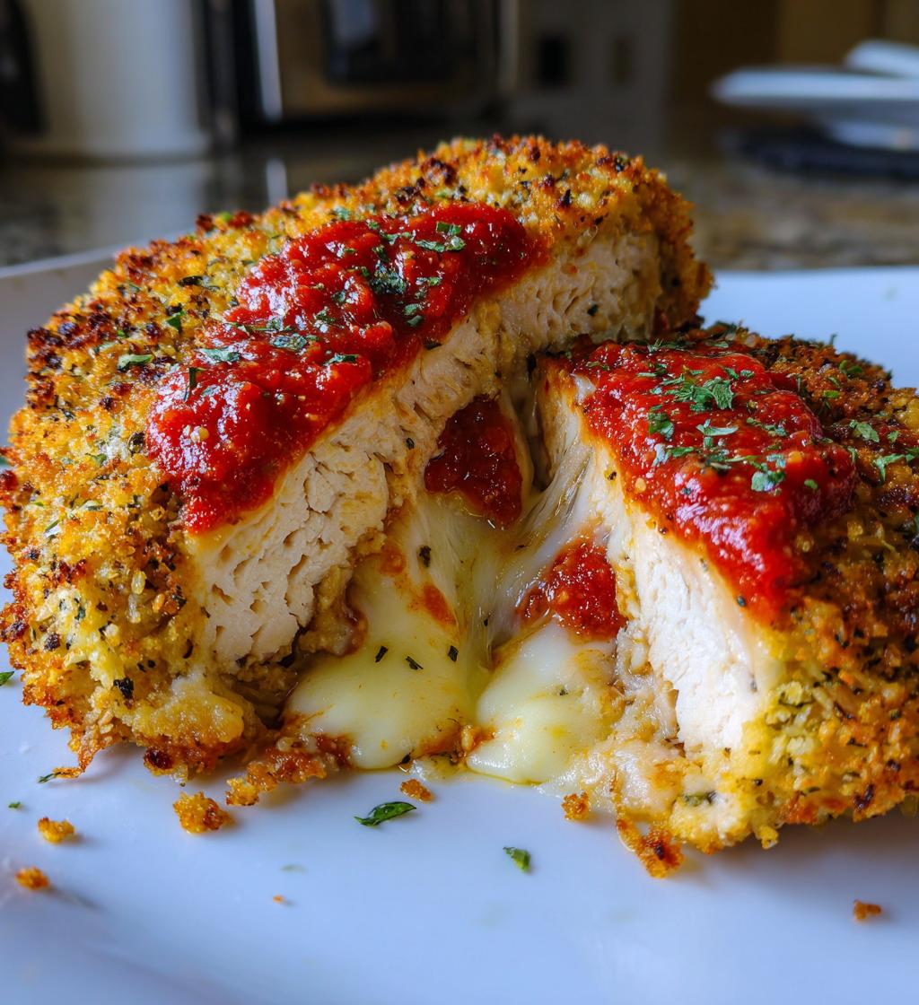 chicken parmesan stuffed with cream cheese - detail 1
