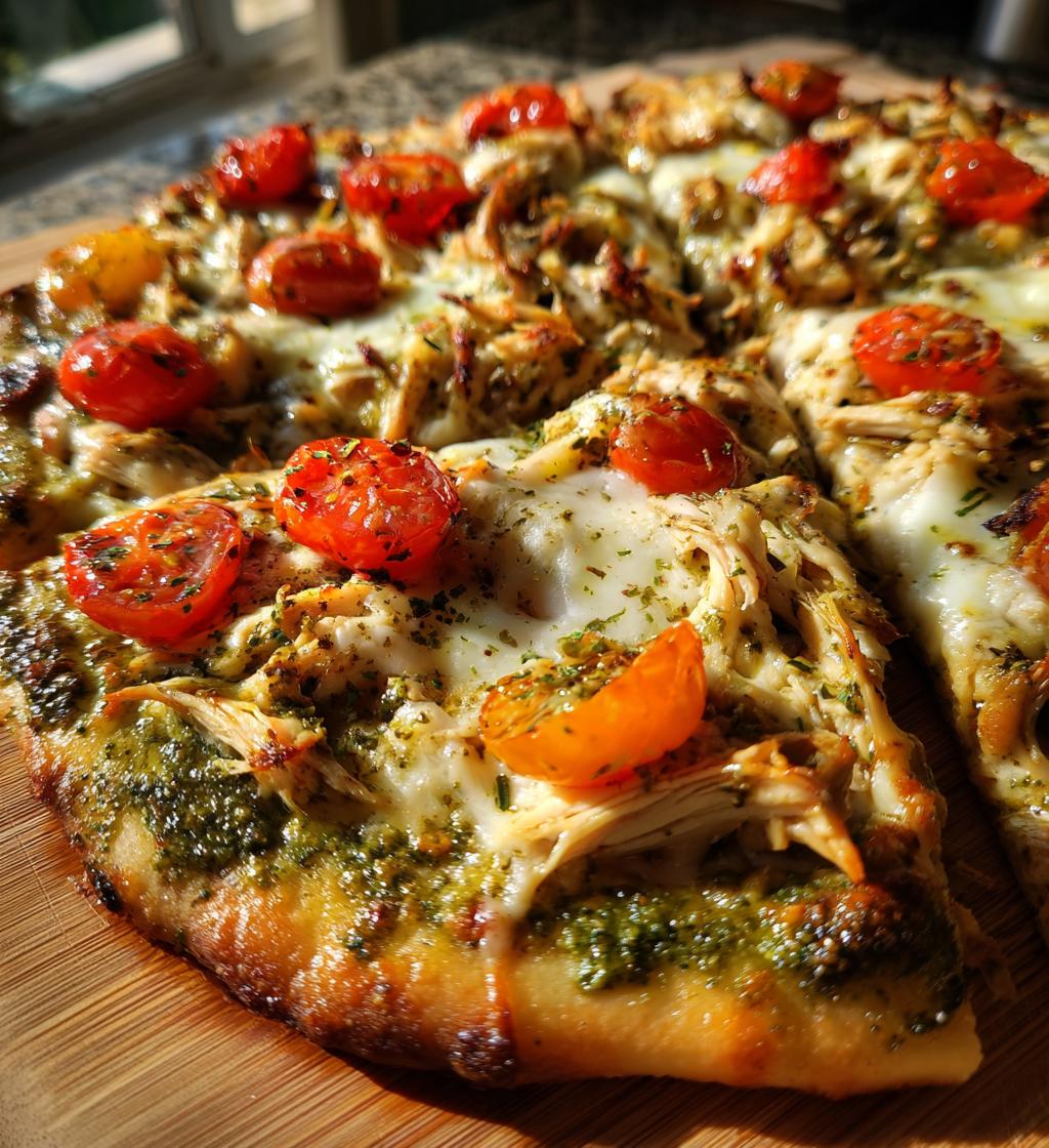 chicken pesto pizza - detail 1