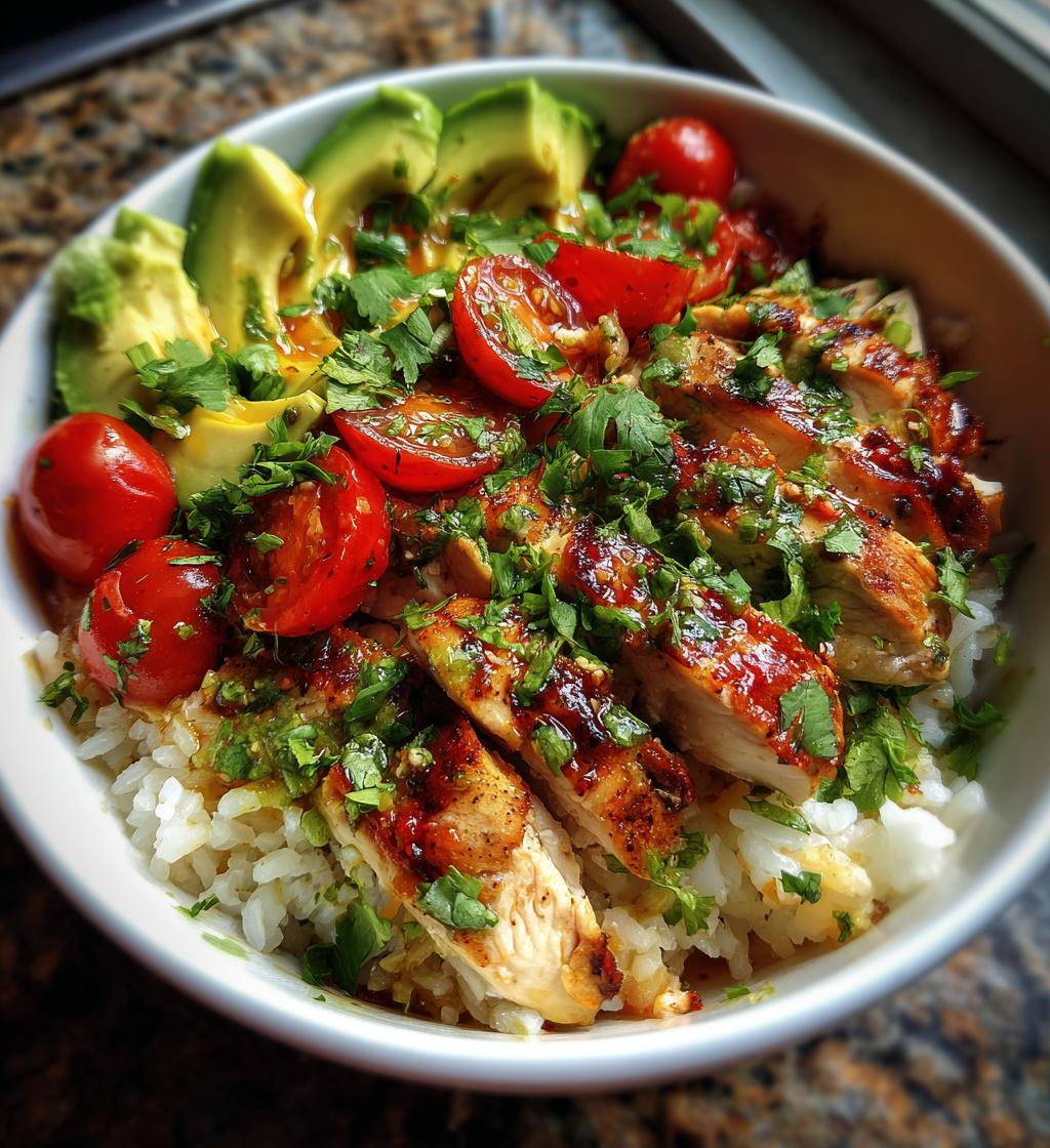 chicken rice avocado bowl - detail 1