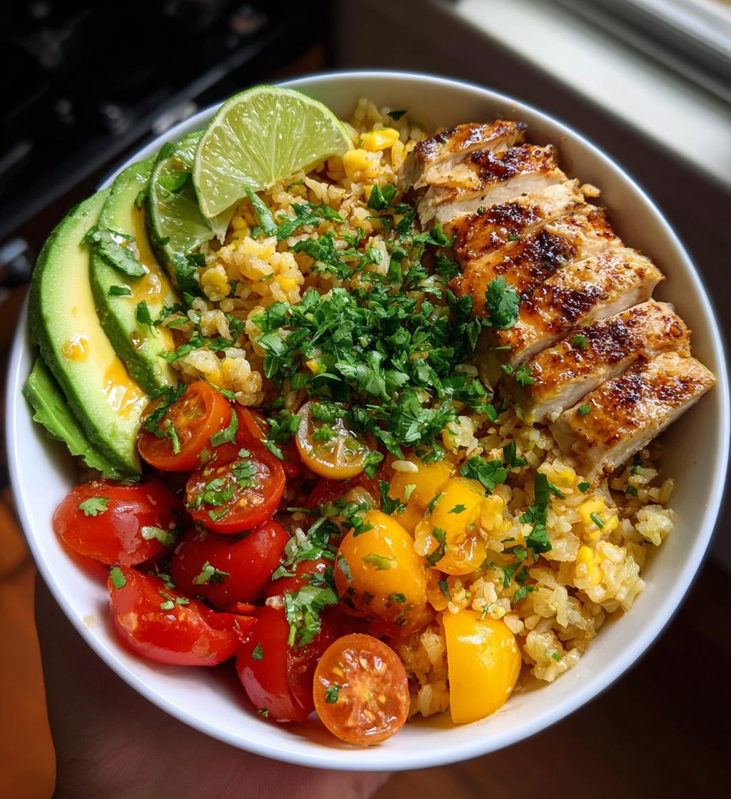 chicken rice avocado bowl - detail 1