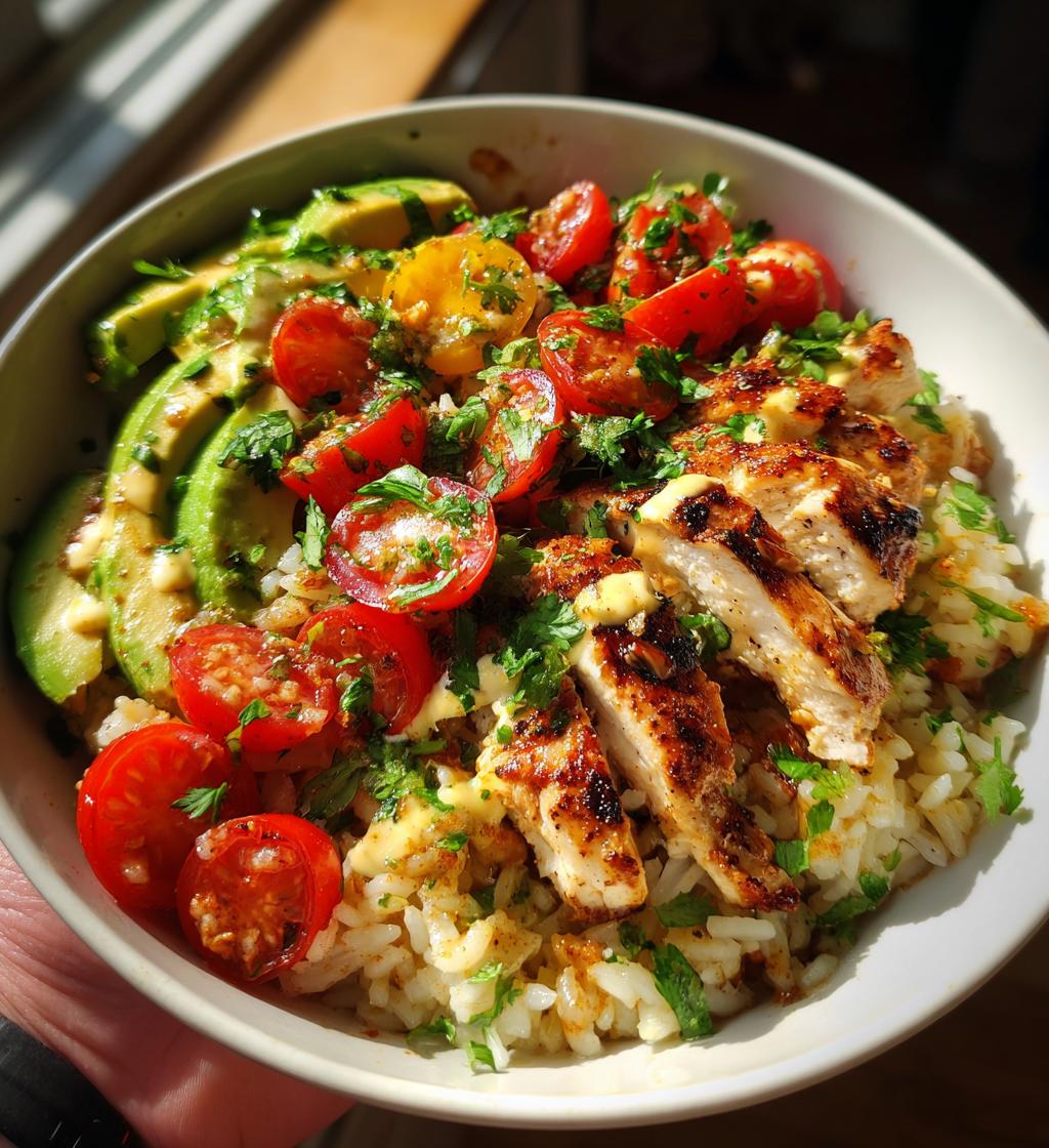 chicken rice avocado bowl